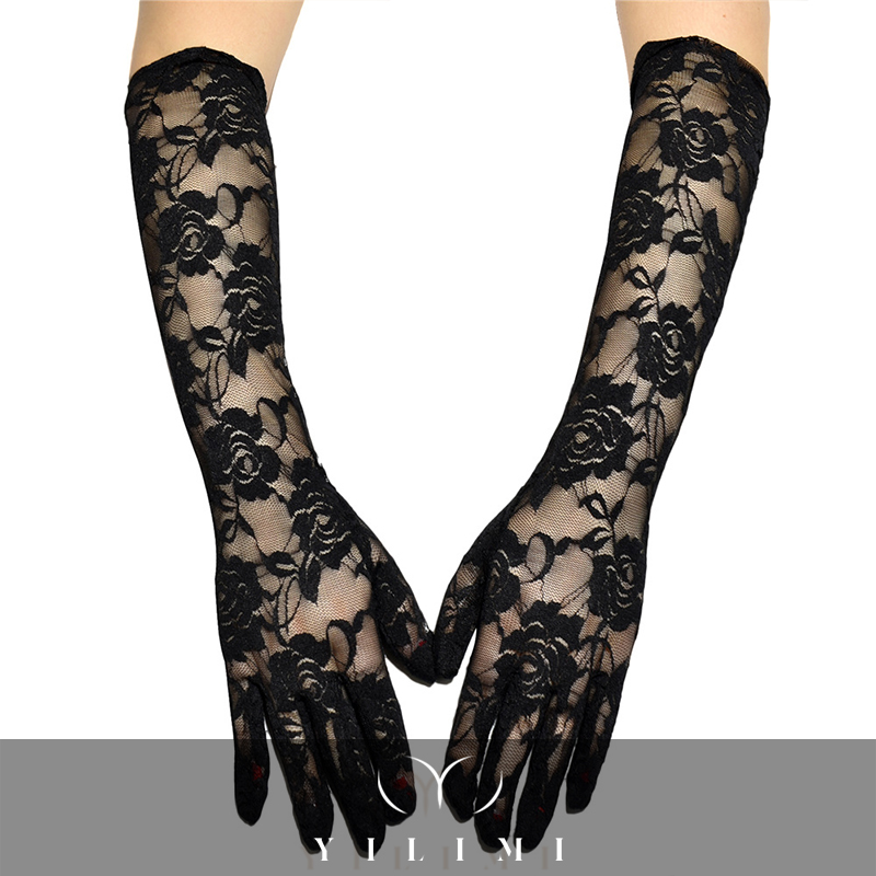 Summer Sexy UV Sunscreen Female Long Gloves Fashion Lace Flowers Driving Of Thin Touch Screen Lady Gloves