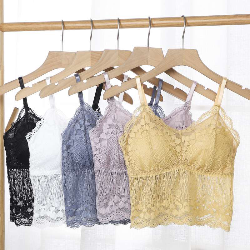 New Style Ladies Heart Shape Lace Bra Removable Padded Wireless Push Up Lace Sling Wrap Chest Tube Top