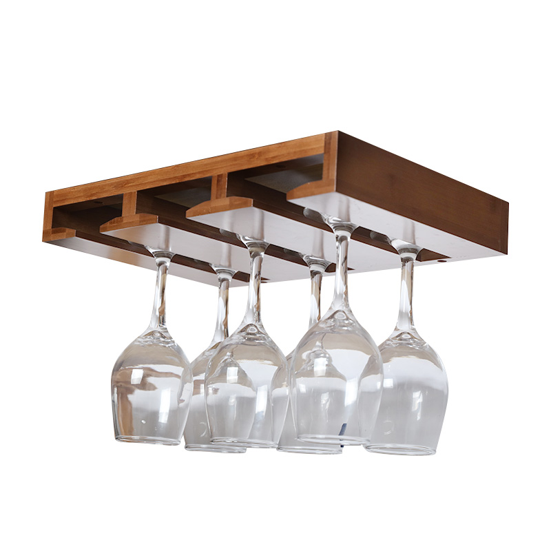 Wall Mounted Under Counter or Cabinet Stemware Storage Space Saving Unfinished Wine Glass Holder