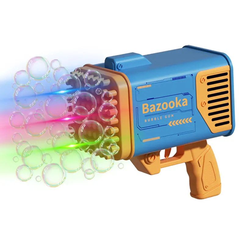 2022 New 77 Holes Bazooka Bubble Gun Electric Plastic Soap Bubble Blower Toy Children Outdoor Bubble Gun for Wholesale