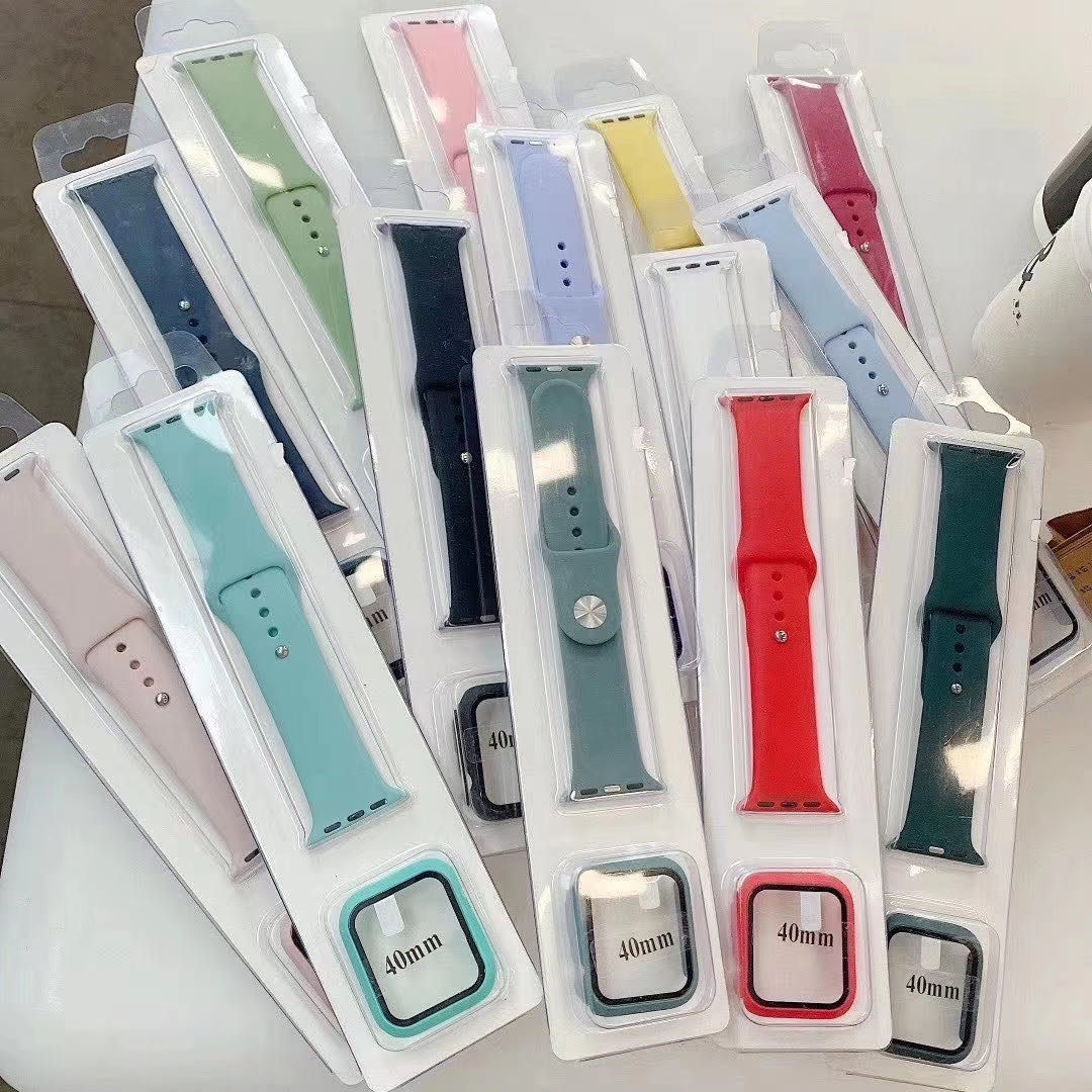 Чехол для iWatch, защита экрана, силиконовый сменный ремешок для браслета, закаленное стекло 38, 40, 42, 44 мм для умных часов Apple