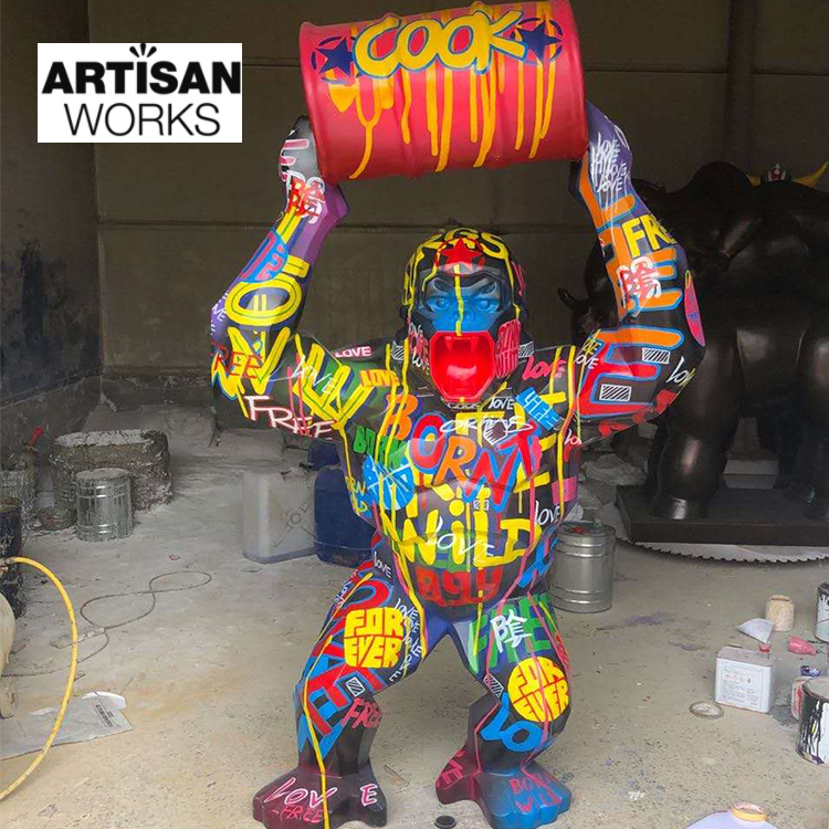 Customized figure statue gorilla resin silver