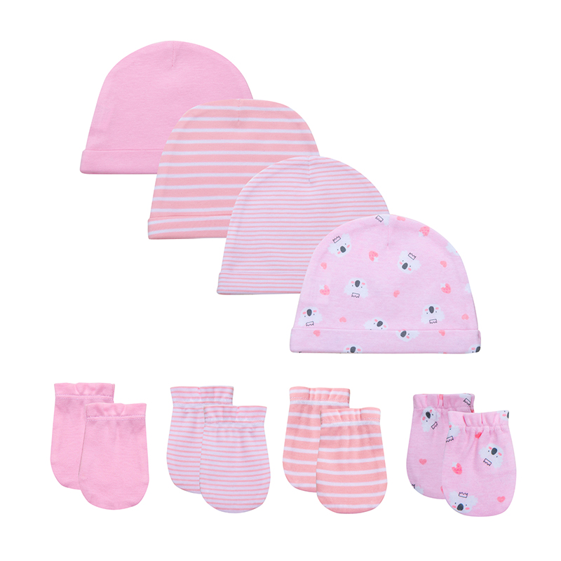 Jy.cozy Newborn Baby One Pieces Hat And One Pairs Mitten 100% Cotton Non-irritating And Full Of Childishness For 0-12 Months