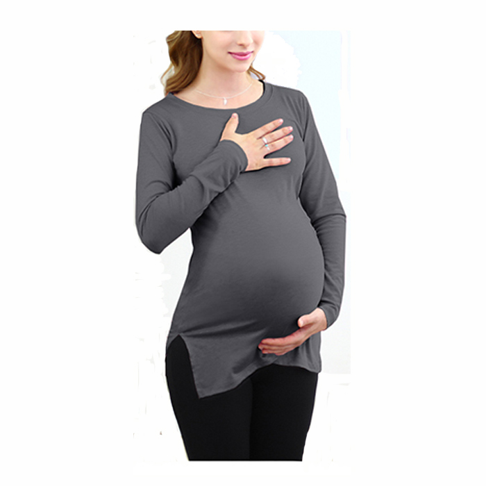 Hot selling breathable long sleeve side slit maternity yoga wear pregnant tops