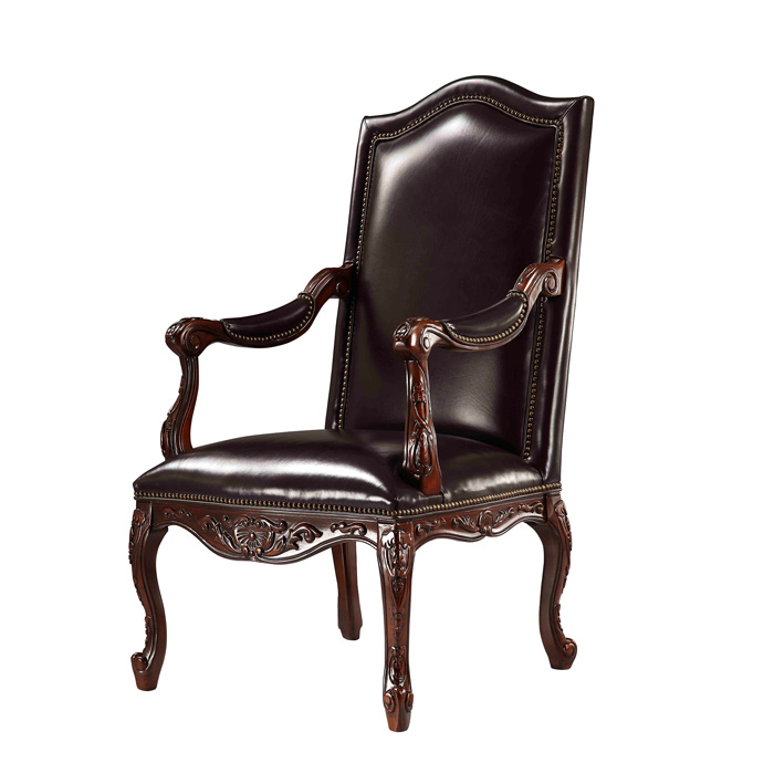 Solid Wood Frame Leisure Chair With Arm Hotel Bedroom Leather Chairs Luxury Living Room Seating Chair