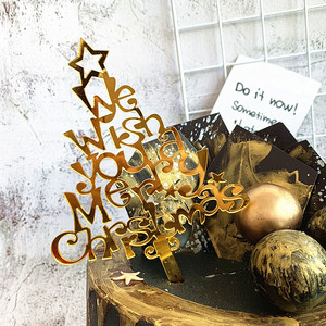 Hot Sale Creative Christmas Tree Baking Cake Decorations Merry Christmas Acrylic Cake Topper