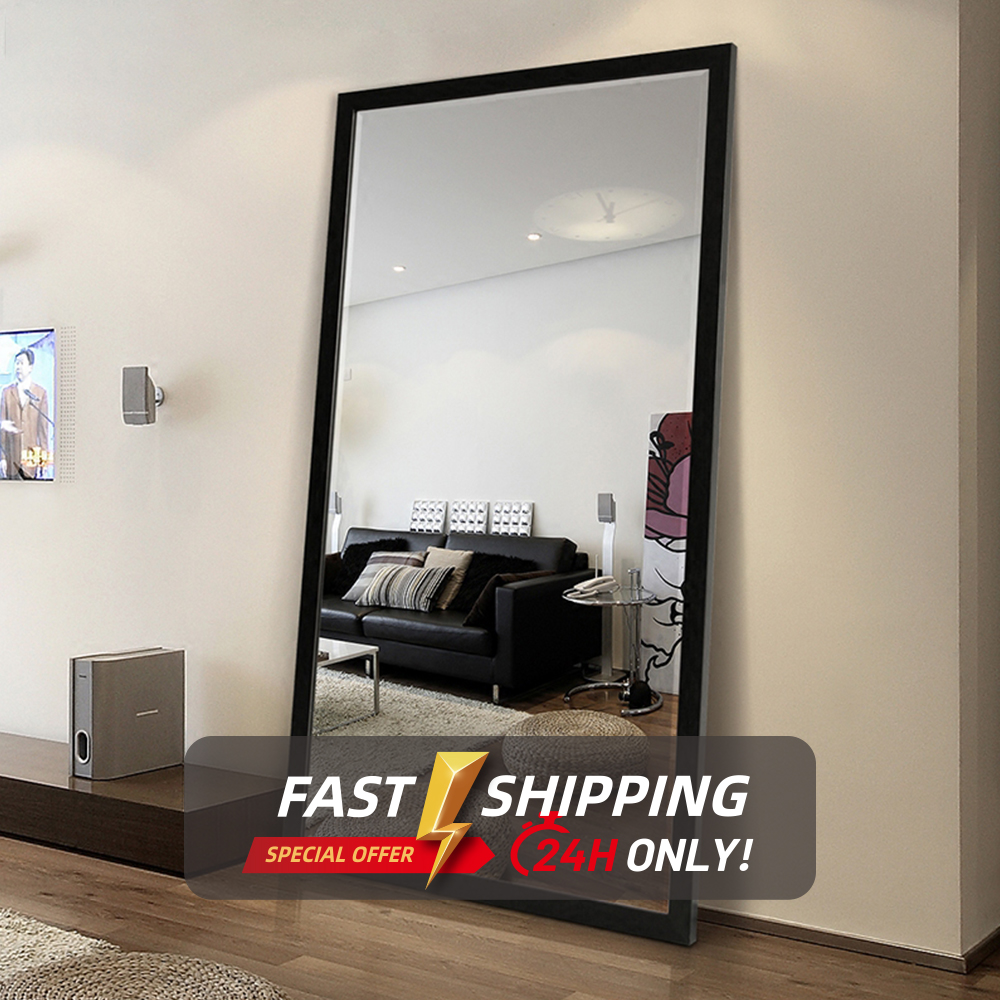 Wooden Framed Full Length Mirror With LED Light