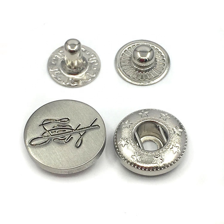 Hot Sales Factory Colorful Plating Engraved Logo Custom Metal Snap Button for Clothes