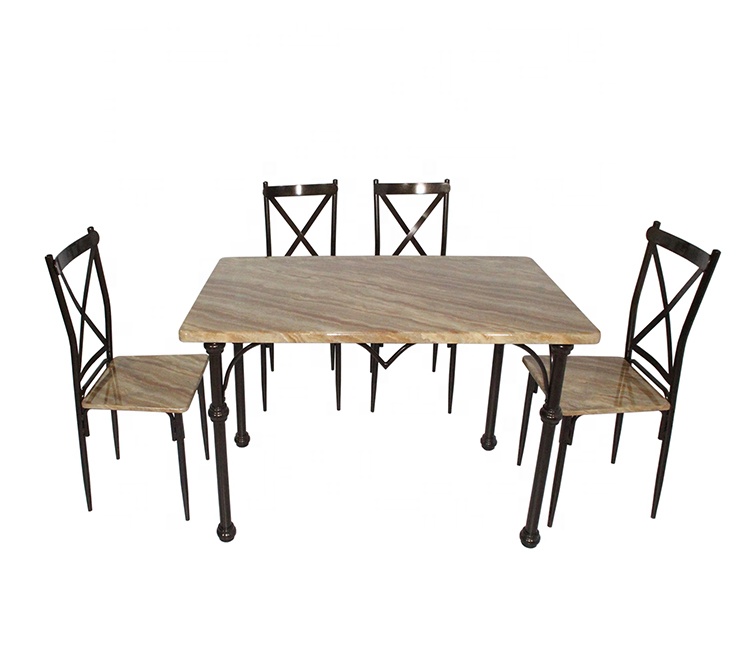 Popular style wooden metal Dining table set base set furniture 4chair sets for kitchen or dining room