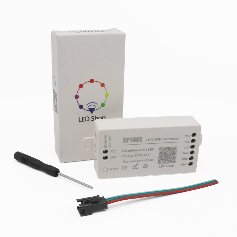 SP108E WS2812B WS2811 WS2801 Led WiFi Controller, IOS, Android, Applications, Wireless Remote Control, 5V~24V SP108E For SK6812