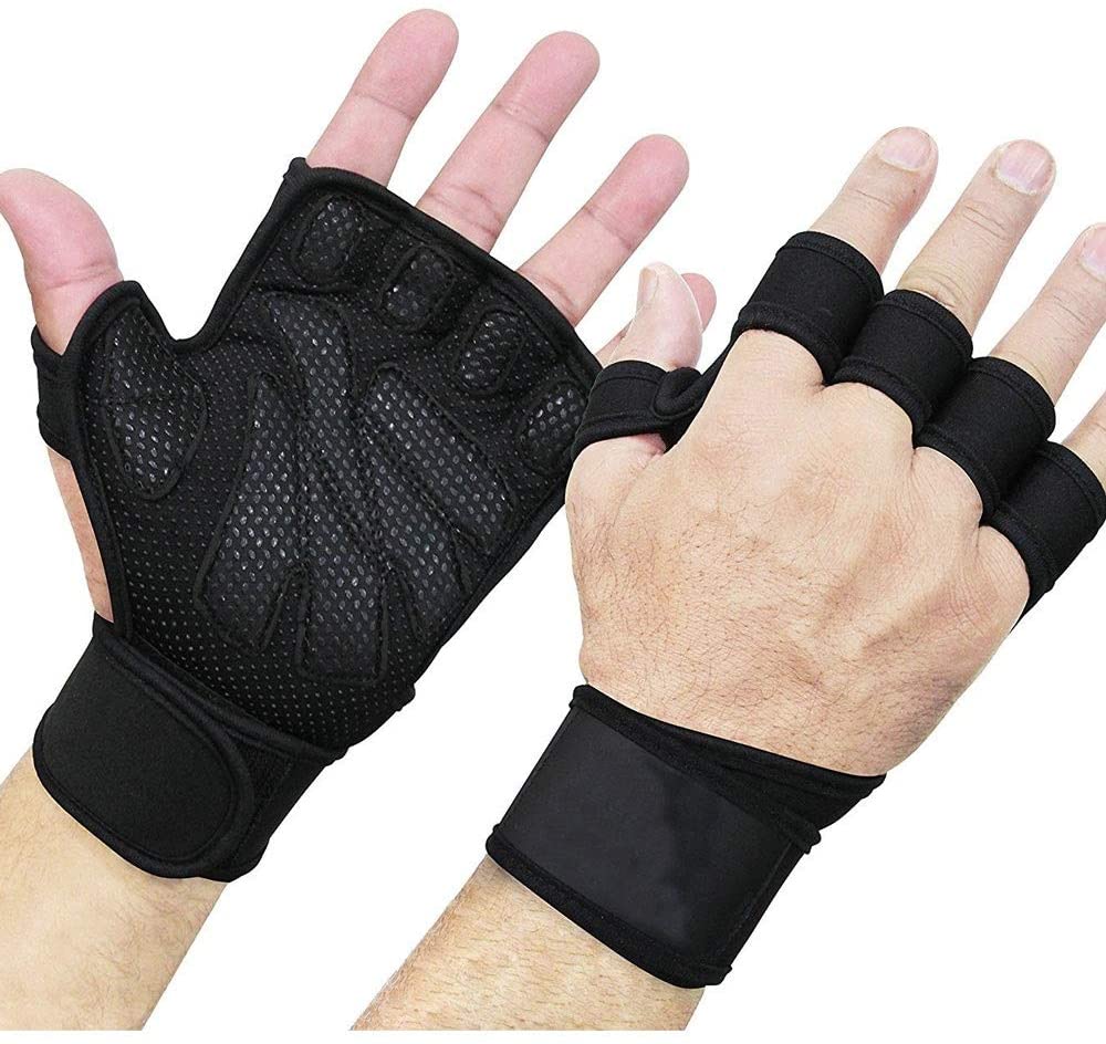 Бодибилдинг фитнес-перчатки браслет Гантели Перчатки на пол пальца Gloves-Belt.Sports