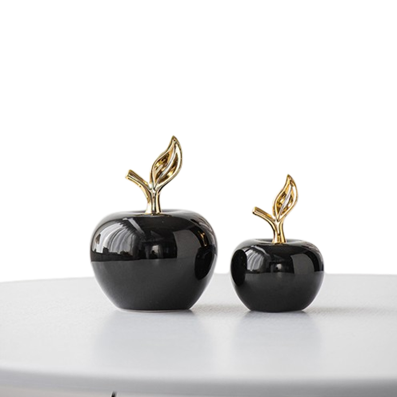 Nordic Modern Art Ceramic Black White Apple Table Top Ornament Indoor Living Room Minimalist Home Decoration Items