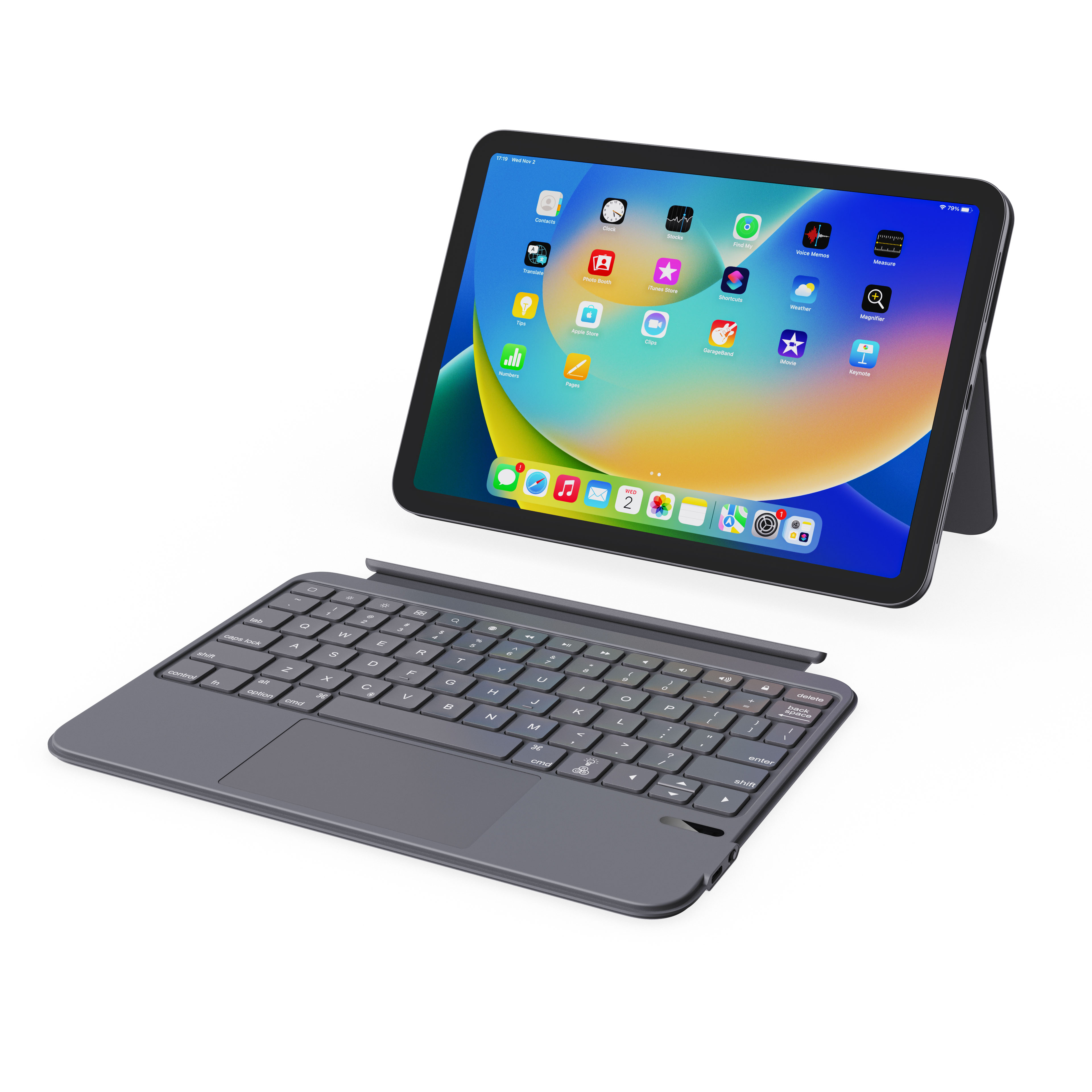 Смарт-клавиатура для iPad 10 2022, беспроводная BT-клавиатура, чехол-книжка для планшета со светодиодной подсветкой, тачпадом, Арабской клавиатурой