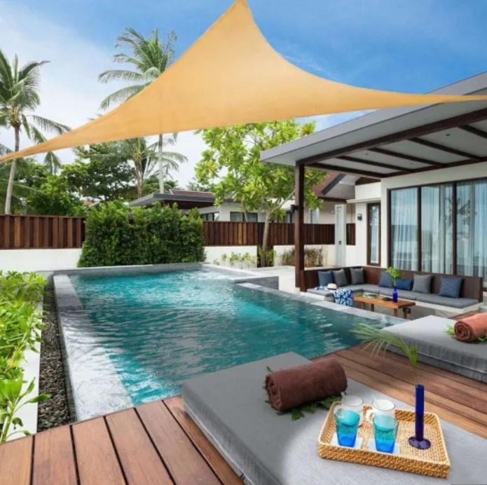 HDPE Triangle Sun Shade Sail for Patio Deck Beach Garden Yard Pool Outdoor Canopy Cover UV Blocking