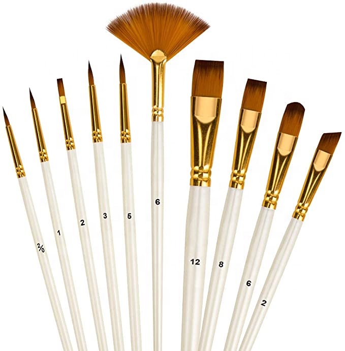 Hot sale 10Pcs Artistacrylic paint brushes travel watercolor brush