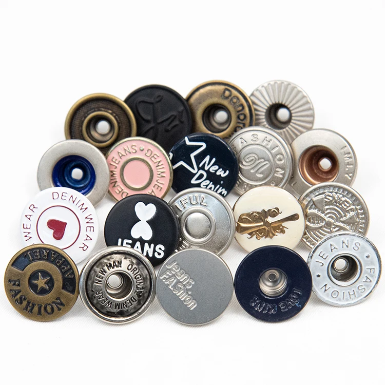 17mm metal botton denim jacket clothes Iron custom tact 15mm hollow jeans brass buttons with rivets metal jean buttons for jeans