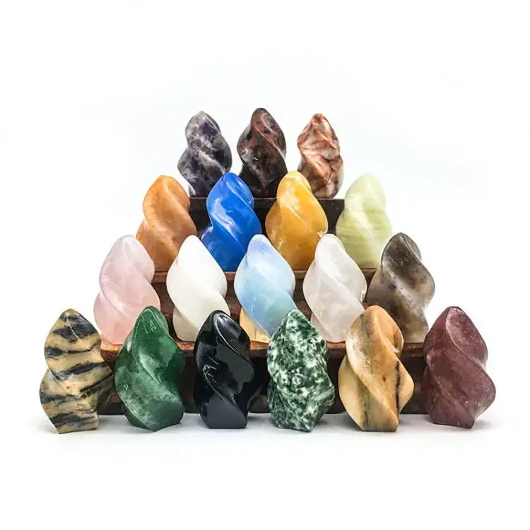 Wholesale  Natural mix material mini flame high quality crystal carving heading crafts for decoration  and gifts