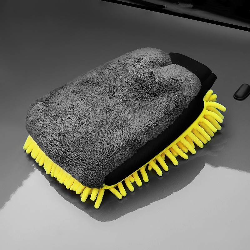 Waterproof Car Wash Microfiber Chenille Thick Car Cleaning Mitt Wax Detailing Brush Auto Care Double-faced Towel