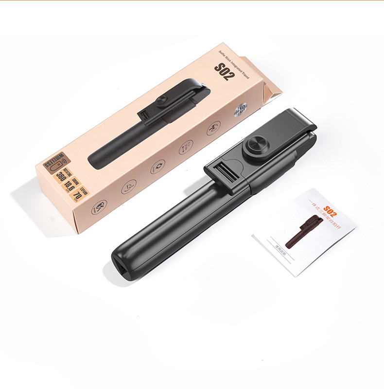 S02 Integrated rotating Portable Stable Tripod three-legged Wireless selfie stick Cmpact design