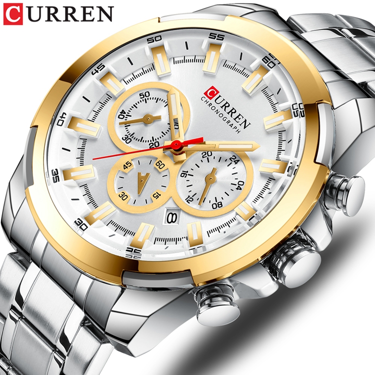 CURREN 8361 Fashion Business Quartz Multifunction Waterproof Date Luminous Horloges Mannen Gold Watches Mens