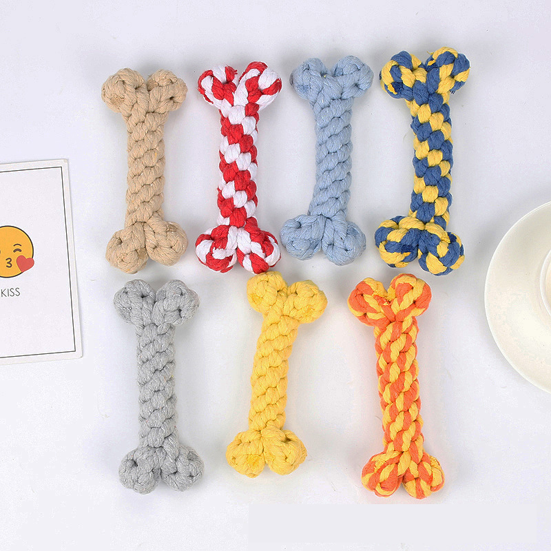 Pet Dog Toy Bone Cotton Rope Braided Pet Supplies Bite Resistant Pet Toy Interactive Dog Chew Toys