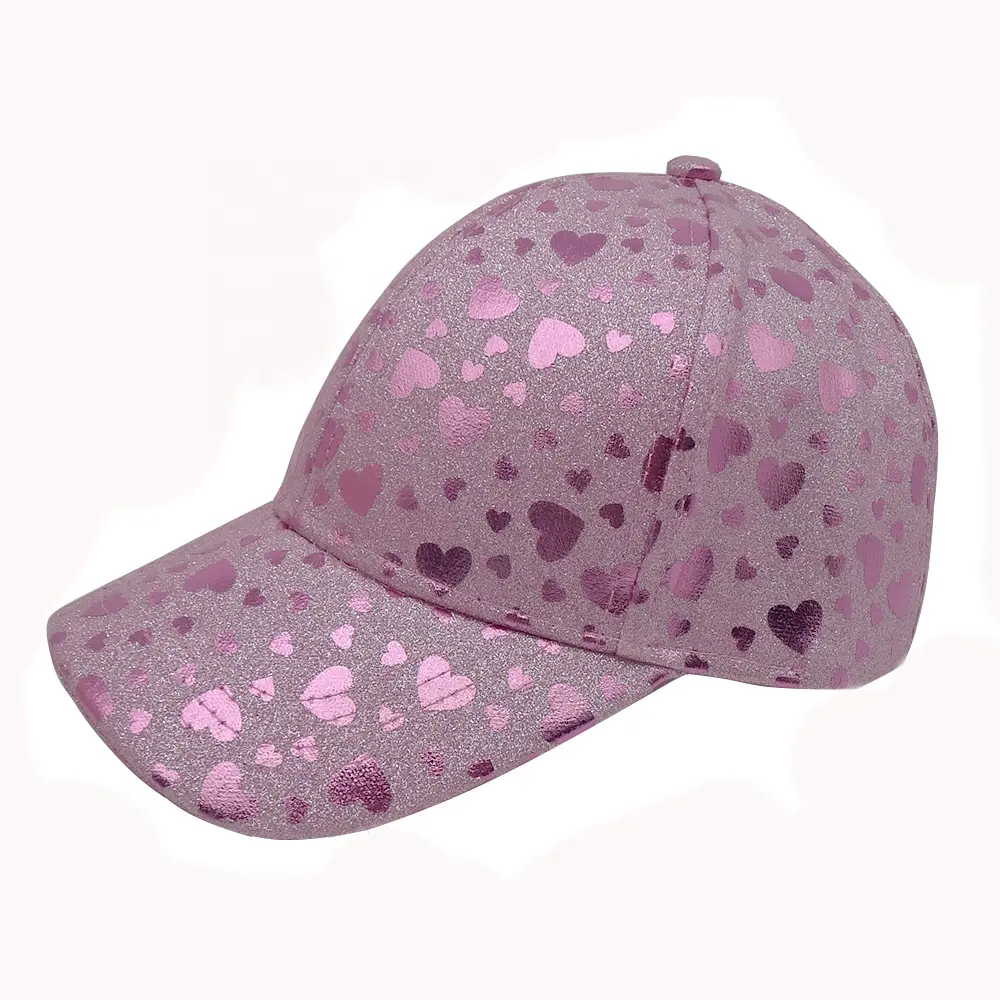 Kids Girls Baseball Cap Adjustable Hat Shiny Pink Glitter hat 6 Panel Sparkle Bling Lovely Cute Chidren Toddler  hats