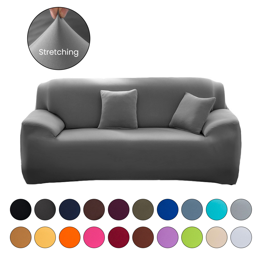 Duck Solid Box Cushion Sofa One Piece Slipcover  Relaxed Fit  100% Cotton  Machine Washable  Bluestone Color