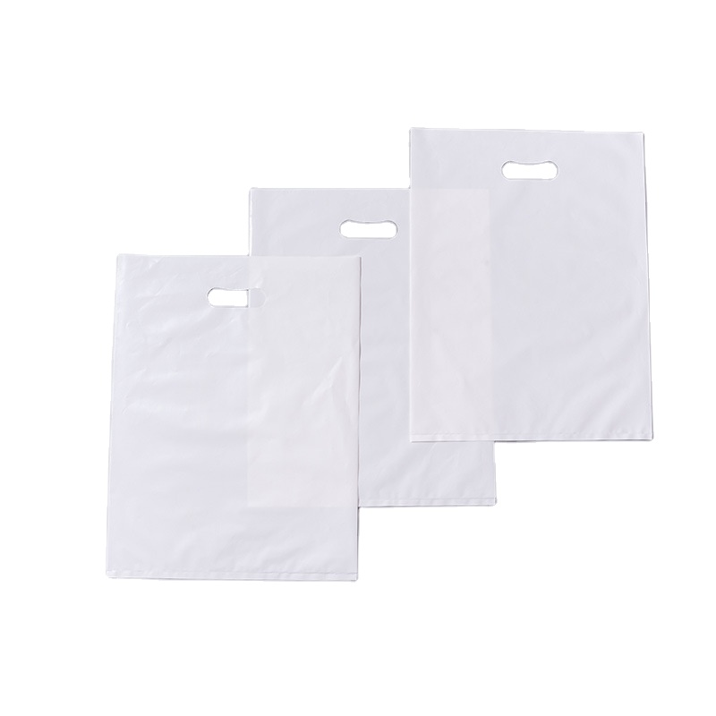 YC Wholesale Stocking Sizes White Print Die Cut Bag Carry Gift Boutique Retail Shopping Handle Recyclable Plastic With Logo