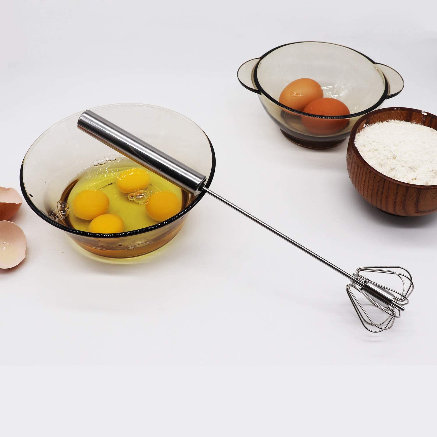 Factory Direct Sales Cute Kitchen Tools 403 stainless Steel Food Mixer Push Egg Beater