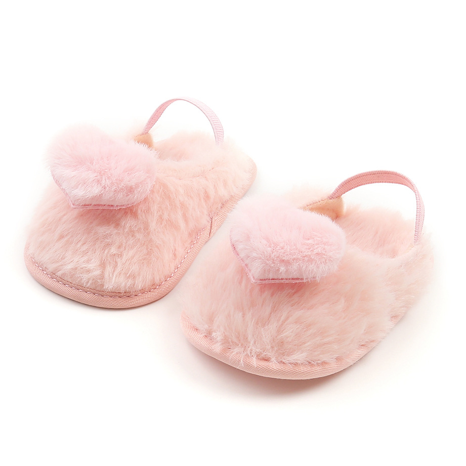 Soft Hair Style Classic Baby Girl Slipper Sandal Soft Baby Fur Shoes Simple Elastic Sandals Princess Baby