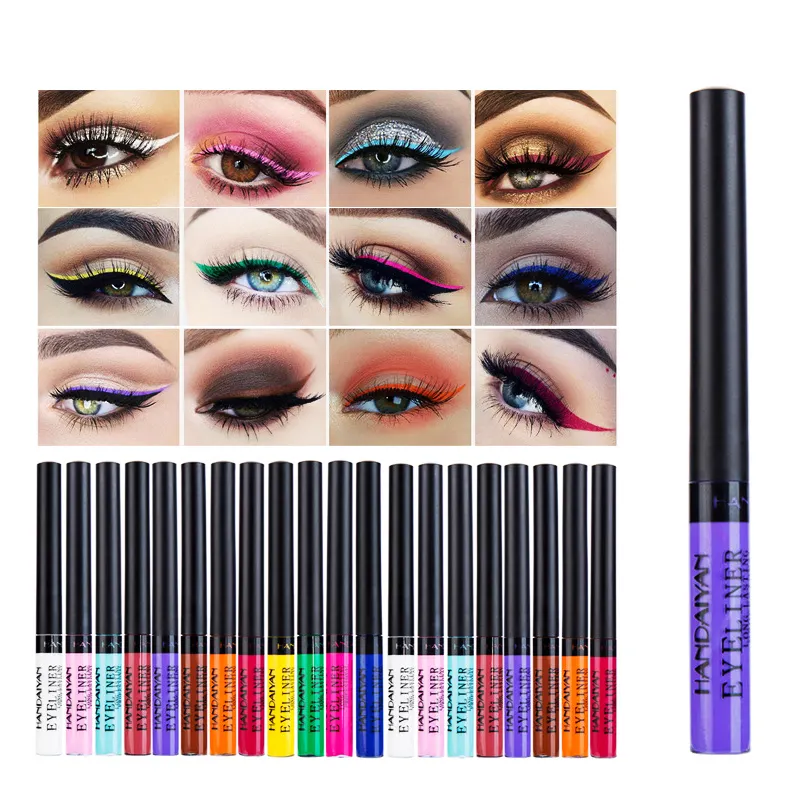 12 Colors Eyeliner Quick Dry Long-lasting Not Blooming Matte Eyeliner Colorful Bright Flash Liquid Eyeliner Cosmetics Customized