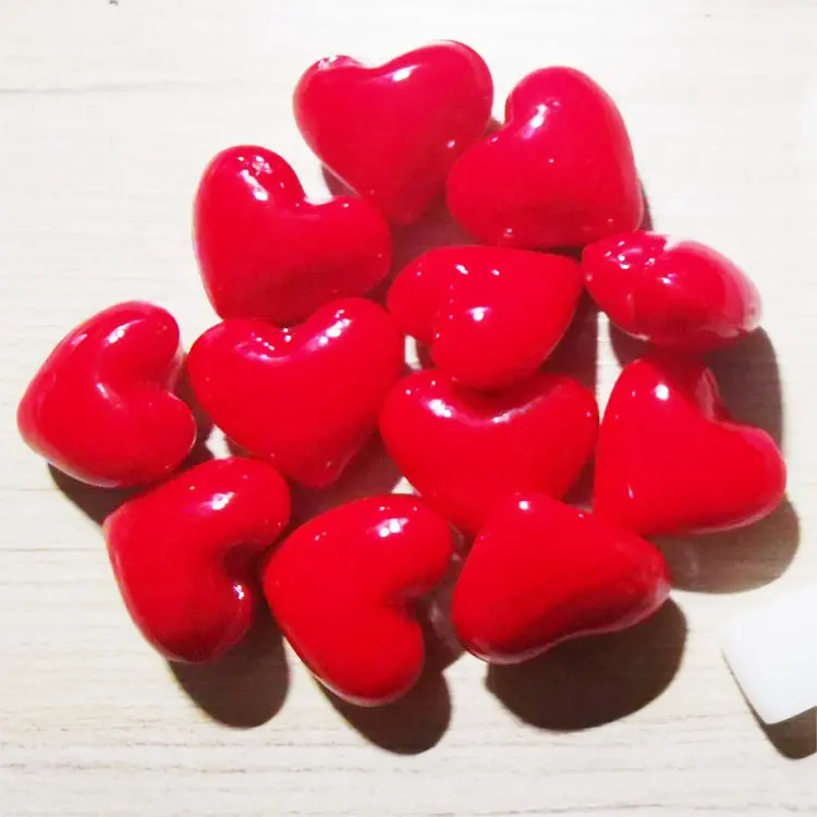 Handmade Love Pebbles 25mm Red Heart Beads Glass Marbles for Toy Tools home and garden Decor
