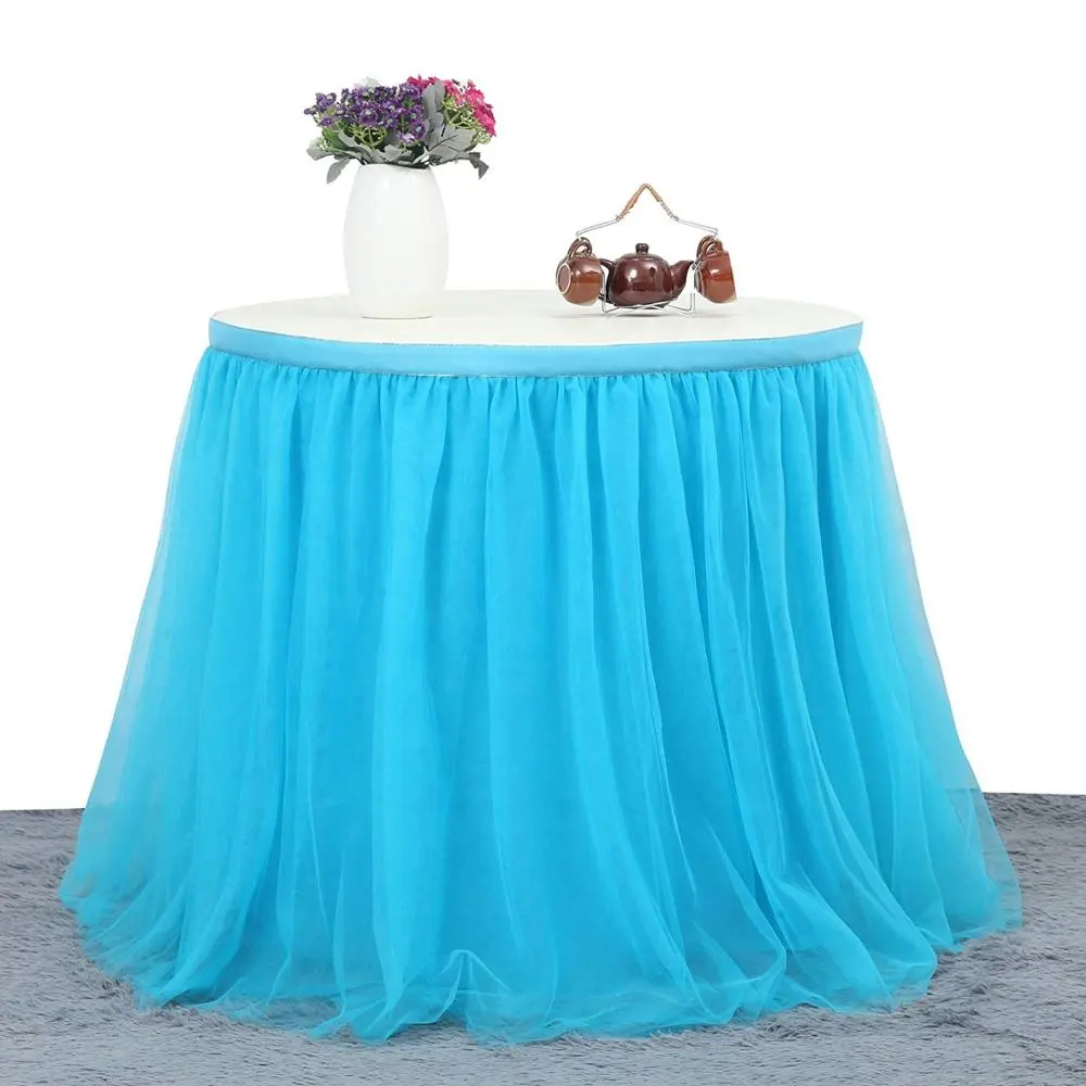 Tulle Table Skirt for Rectangle or Round Tables Tutu Table Skirt for Baby Shower Girl Gender Reveal Wedding Birthday Party