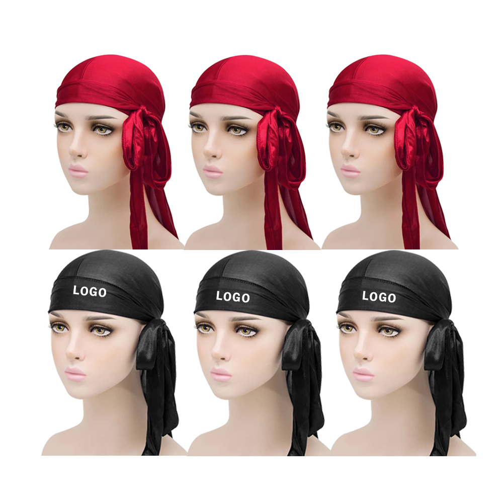 Модные шелковистые прочные летние дышащие Роскошные durag Индивидуальные Длинные головные уборы для мужчин