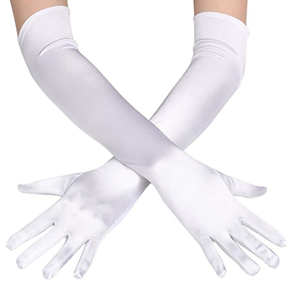 Coldker 2021 Fashion Long Gloves Satin Opera Evening Party Prom Costume Glove Black Blue Gold Pink Party Gloves