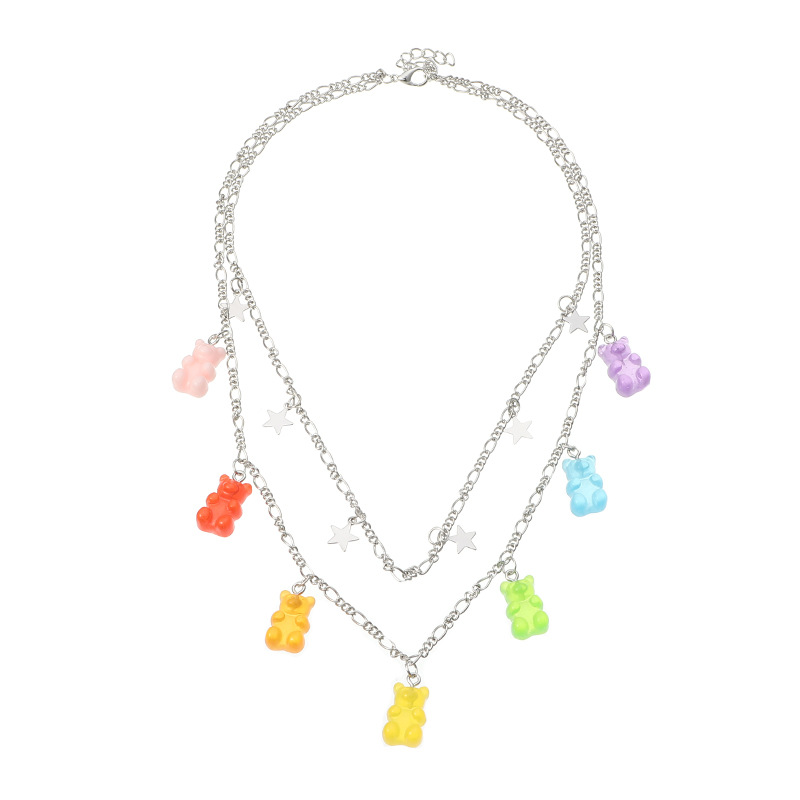 2021 fashion Transparent Jelly Colored Clavicle Chain Star and bear pendant necklace
