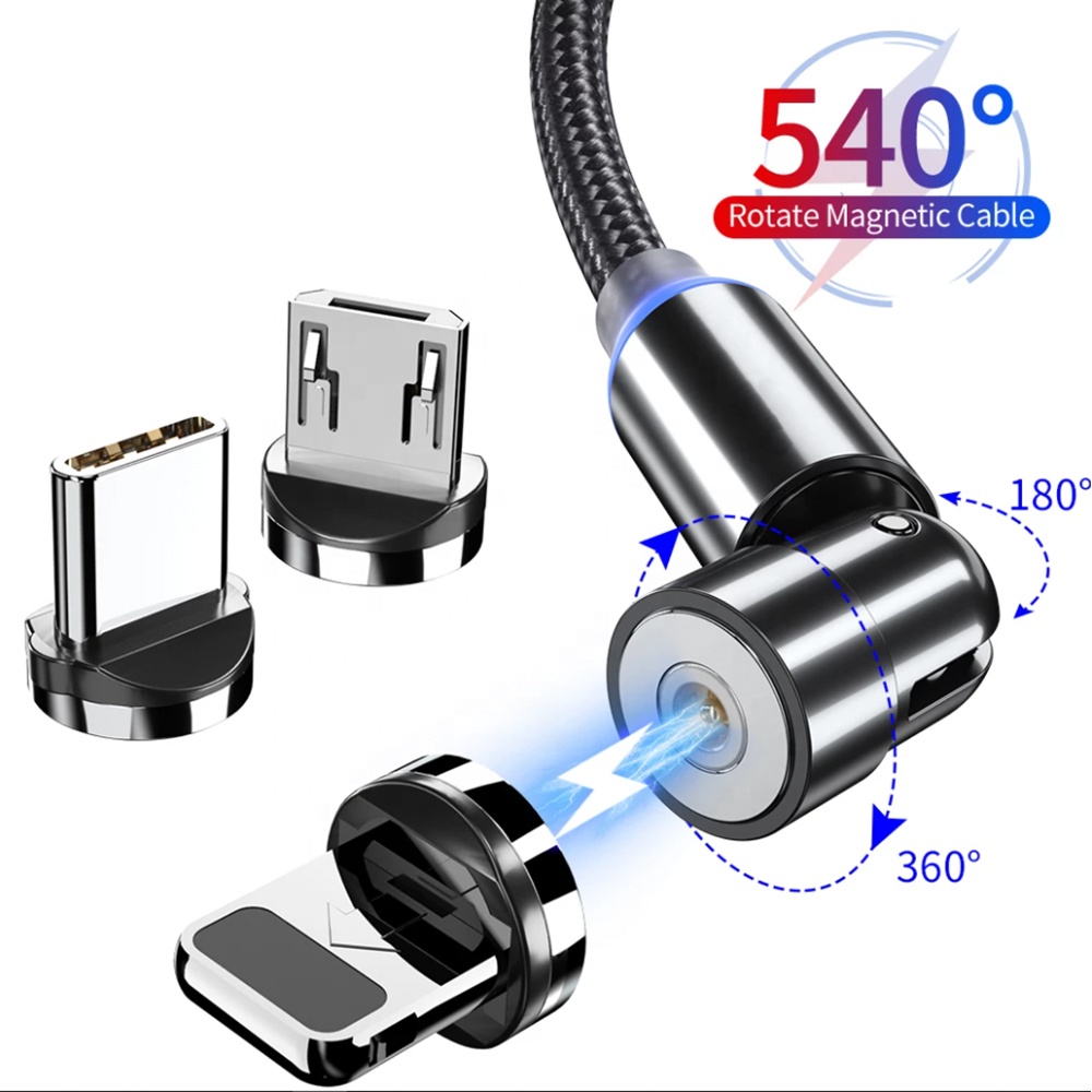 Drop Shipping New Arrivals 540 Degree Magnetic Charging Cable 3 in 1 Magnetic Mobile Phone Charger Magnet Usb Cable