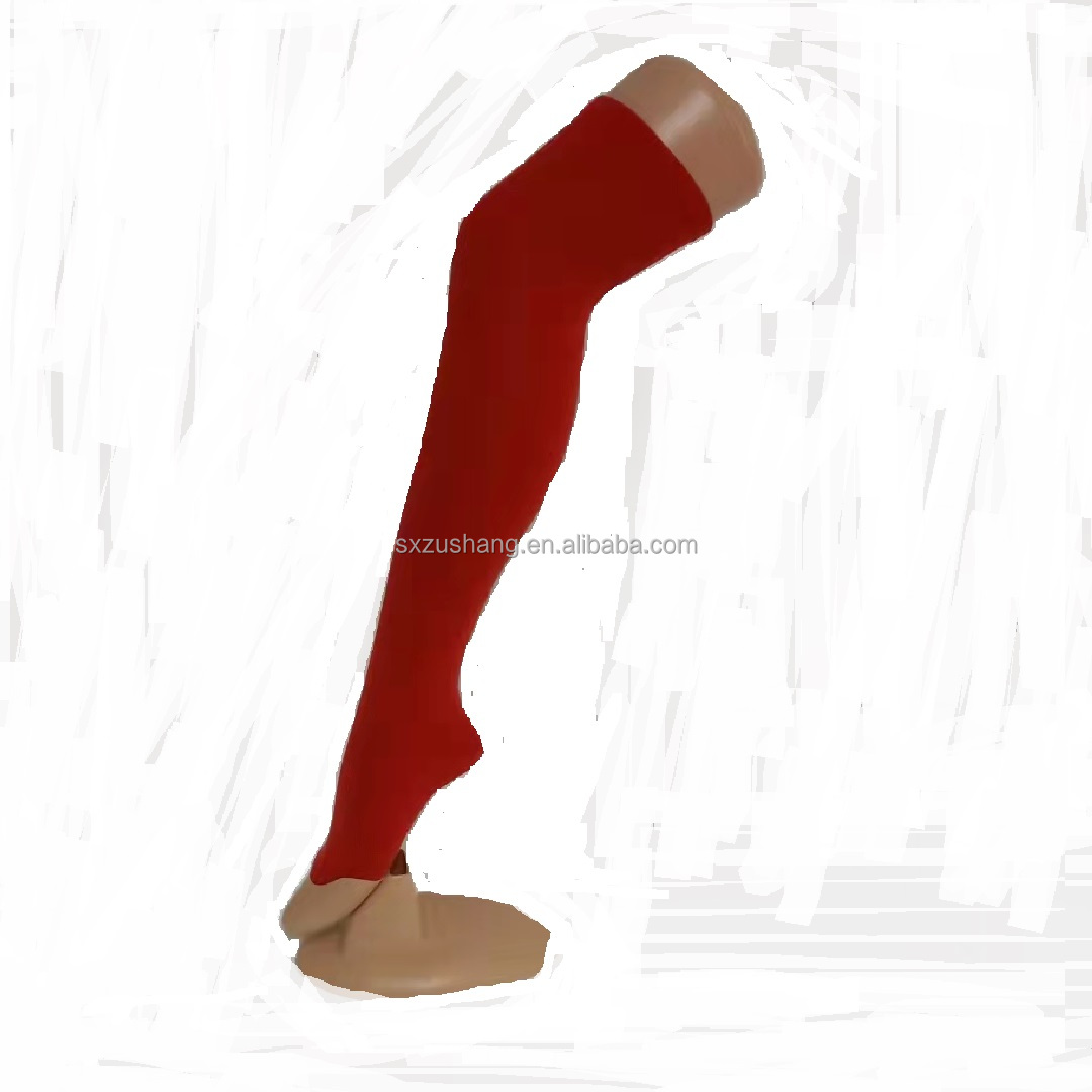 Cheap festival red solid color over knee socks for christmas