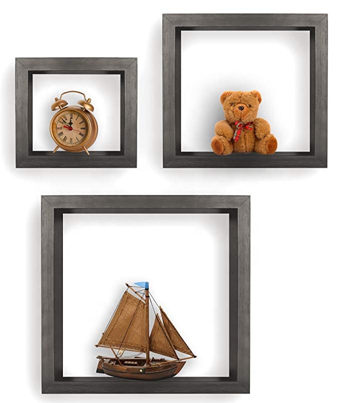 New wooden quadrilateral wall decoration shelf storage decoration polygonal wooden home wall shelf
