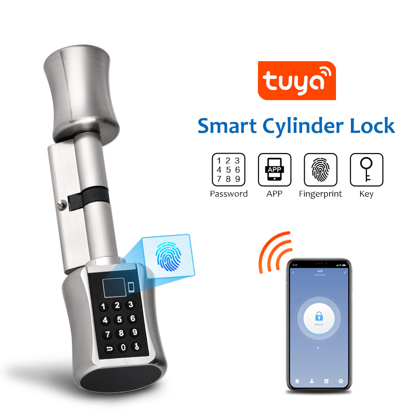 DIY Tuya Smart Lock Electronic Cylinder Outdoor Waterproof Biometric Fingerprint Scanner Keyless Door Locks With tuya app