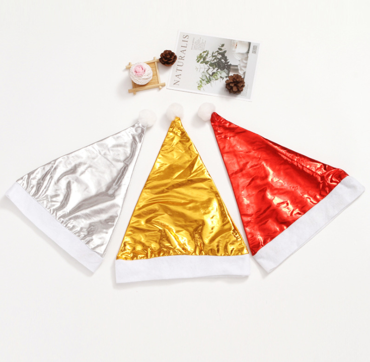 Bright fabric Santa Hat Felt Plush Christmas Hat Xmas Hat Decoration 30*40cm