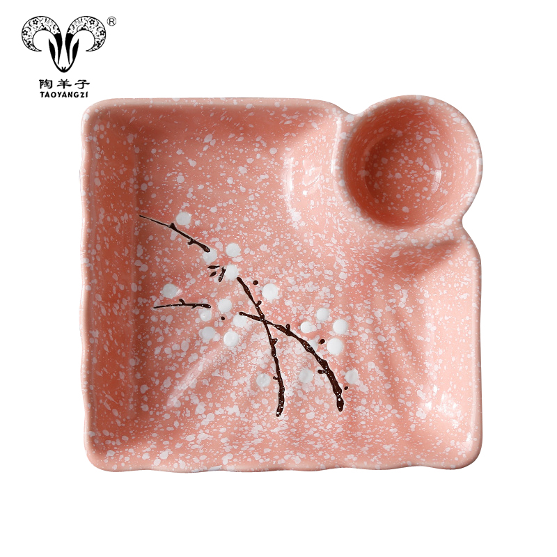 Home Restaurant Wholesale Handmade Japanese-Style Ceramic Plate Dumpling Dishes pink