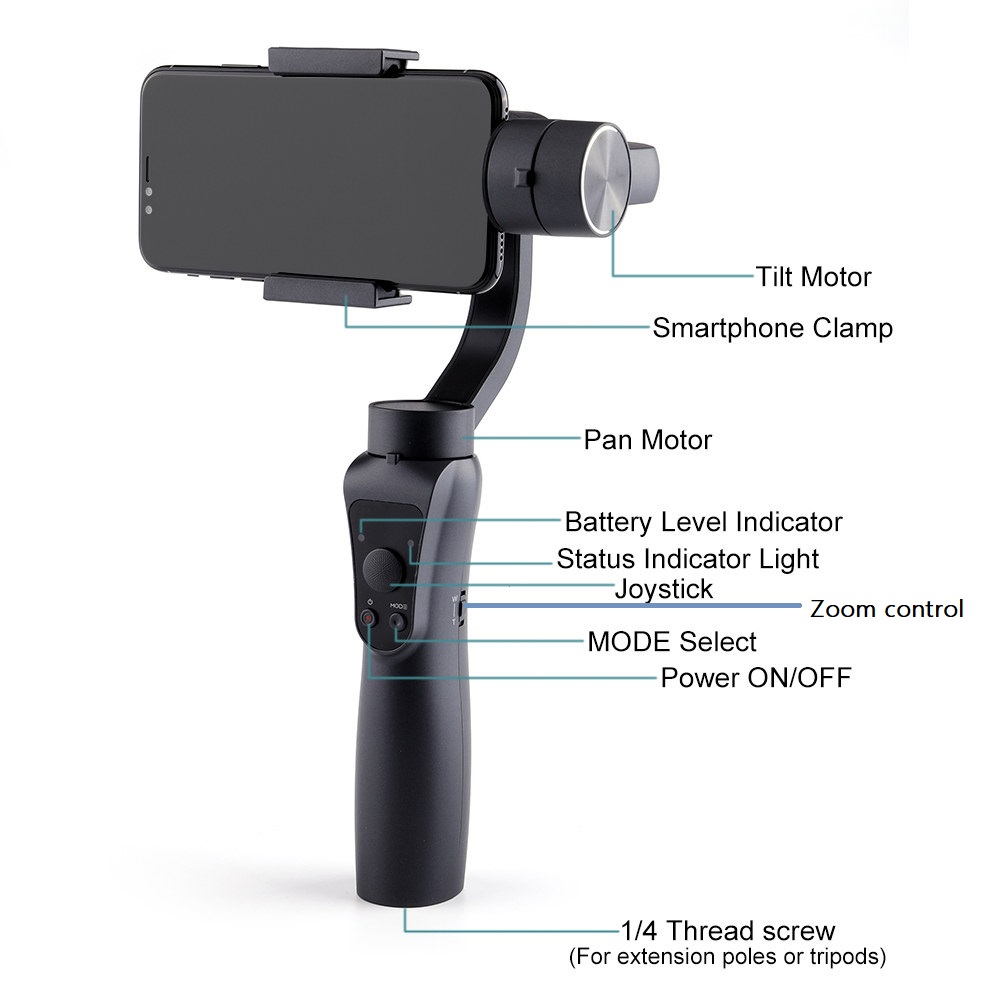 Фабрика дешевая 3-х осевой ручной шарнирный стабилизатор для камеры GoPro Поддержка различных смартфонов и камера
