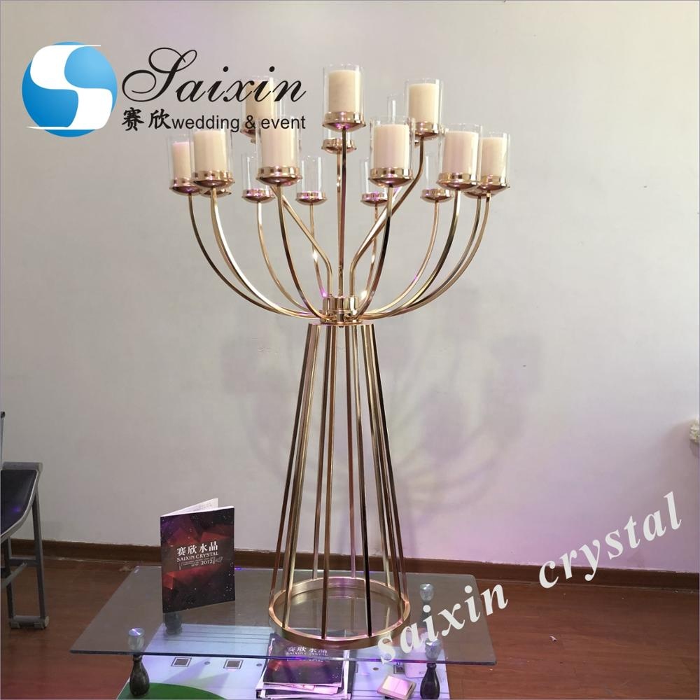 ZT-430G wedding decoration supplies large gold metal candelabra wholesale