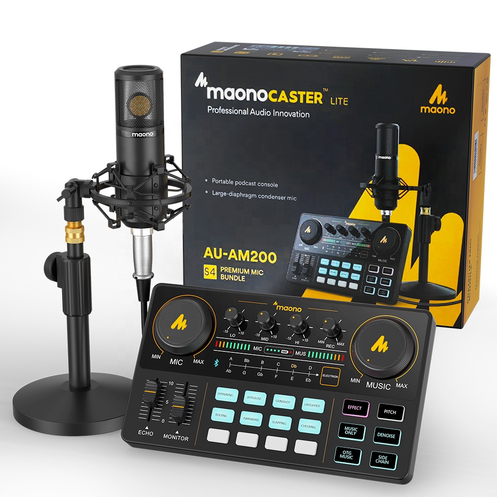 MAONOCASTER AM200S4 USB Звуковая карта для студийной записи с 25 мм XLR конденсаторный микрофон комплект для прямой трансляции