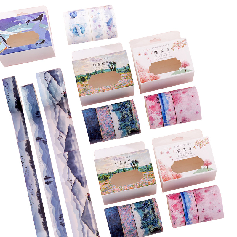 Watercolor creative washi tape DIY photo album diary hand account material Fresh and dreamy decorative sticker tape
