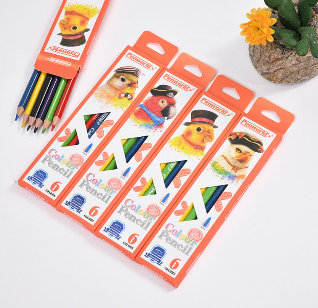 Amazon Hot Sale 6 Colors Stationery Painting Pencil Color Pencil Set For Drawing For Kids
