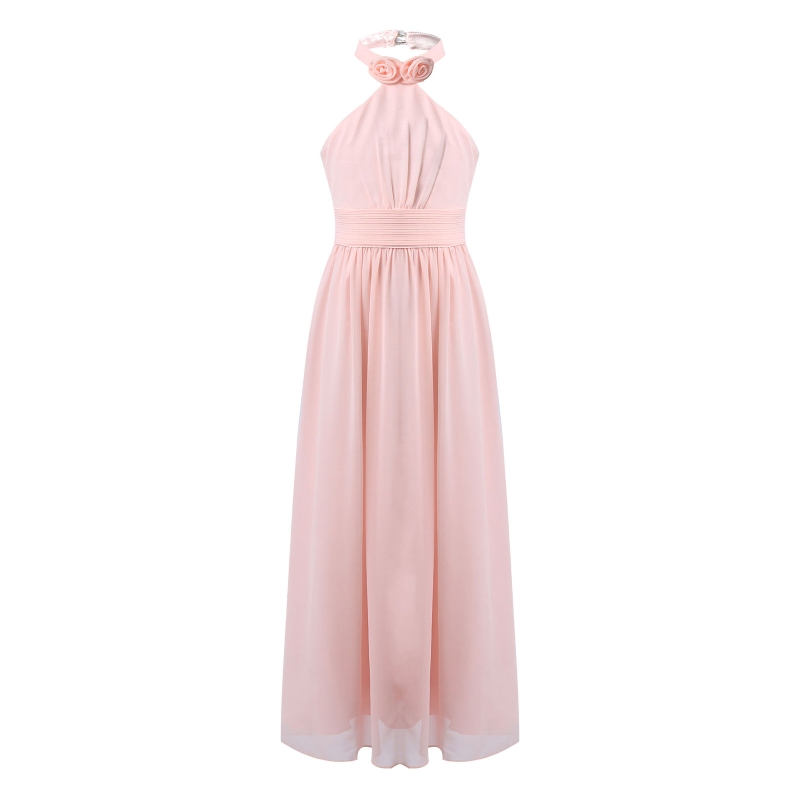 iEFiEL New Flower Girls Dress Sleeveless Caged Back Ruffled Chiffon Tulle Princess Dress For Wedding Party Formal Ball Gown