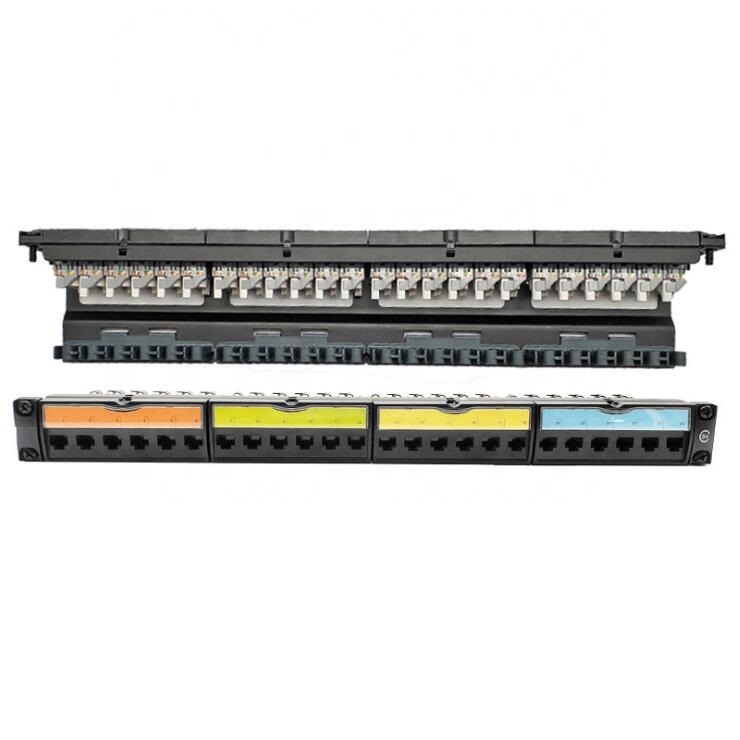 1U 19 дюймов RJ45 24 порты Cat5e UTP патч панель с Поворотный Тип Keystone Jack