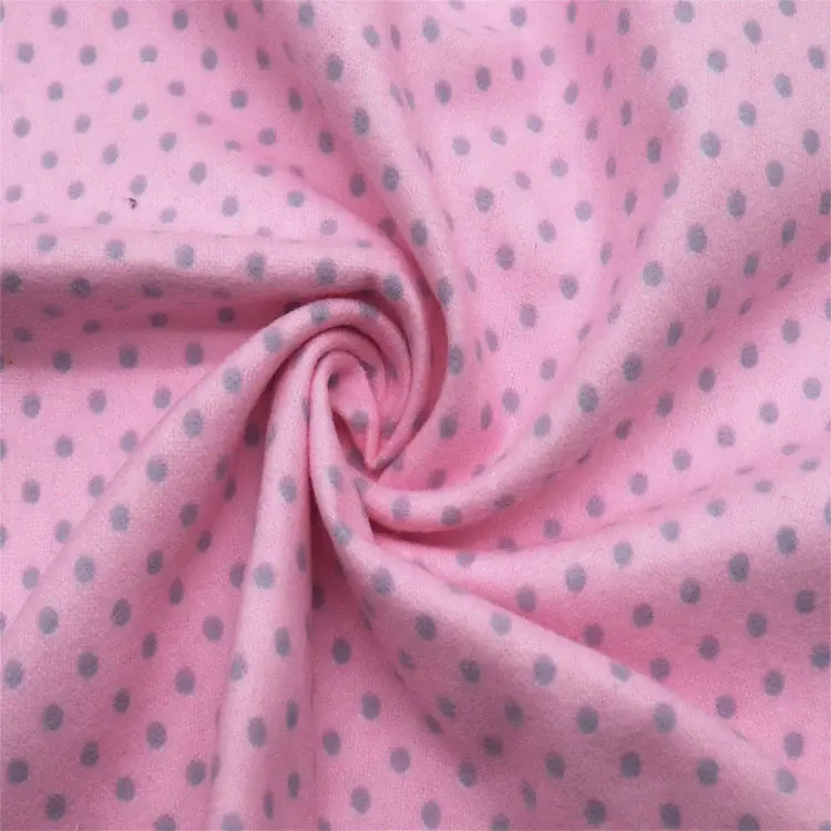 20*10 40*42 145gsm Printed Pink Wave Point Cotton Flannel For Dress Fabric